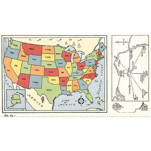 Old School School Map 24" x 43" Panel PD14956-PANEL by J. Wecker Frisch for Riley Blake by the panel