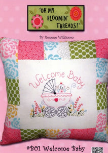 Welcome Baby #B01 Hand Embroidery Pattern from Oh My Bloomin' Threads