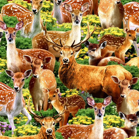 Wilderness Stacked Deer 597381 from Oasis Fabrics by the yard