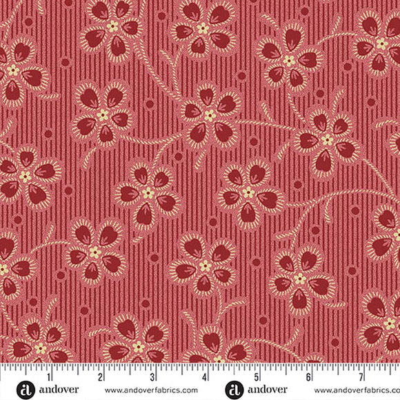 Dahlia Cardinal Dianthus A-1388-E by Laundry Basket Quilts from Andover by the yard