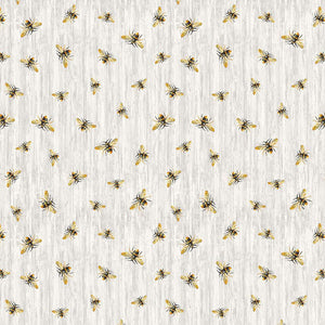 Honey Bee Farm Flying Bees on Wood Texture BEE-CD2391 GREY from Timeless Treasures