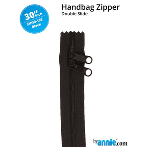 30" Black Handbag Zippers ZIP30-105 Double Sided byannie.com 
