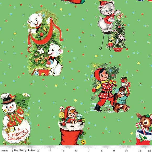 Jingle Bells Main Green C14830-GREEN by Lindsay Wilkes from Riley Blake by the yard