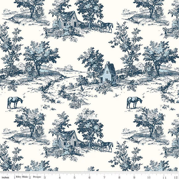 Bluegrass Charm Toile Navy C16392-NAVY from Riley Blake by the yard