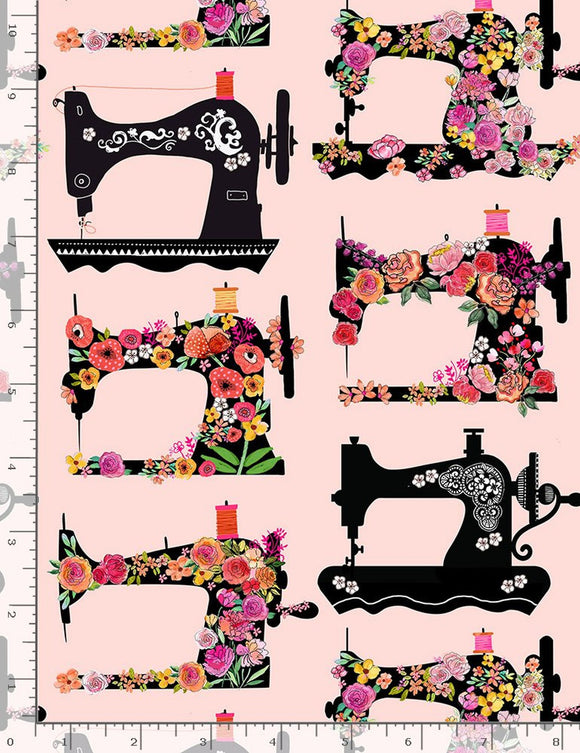 Floral Sewing Machines Fabric GAIL-C8803 PINK