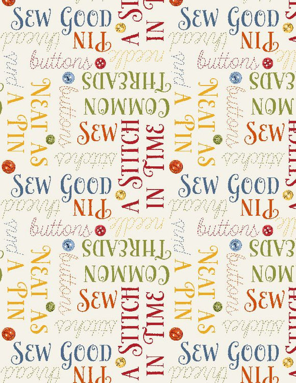 Common Threads Words All Over Cream Fabric 21758 113 from Wilmington