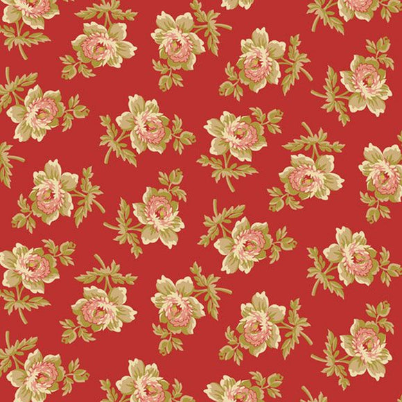 Golden Era Cabbage Rose R220641-RED by Paula Barnes from Marcus