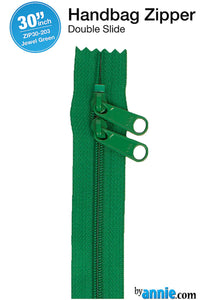 30" Jewel Green Handbag Zippers ZIP30-203 Double Sided byannie.com