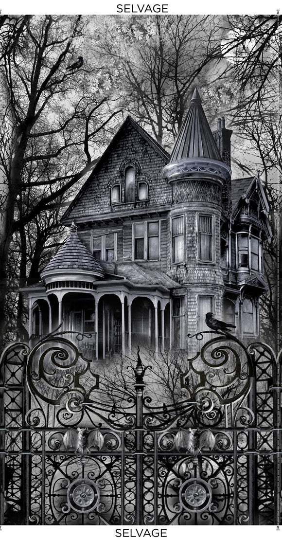 Wicked Haunted House PANEL-C8639 BLACK from Timeless Treasures