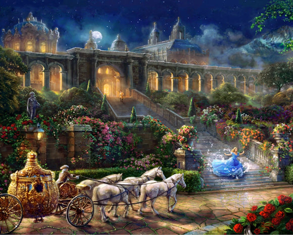 Disney Cinderella Clock Strikes At Midnight Panel by Thomas Kinkade by the panel.