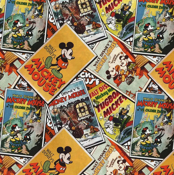 Mickey and Minnie Classic Poster Stack Toss Fabric 85271088-01