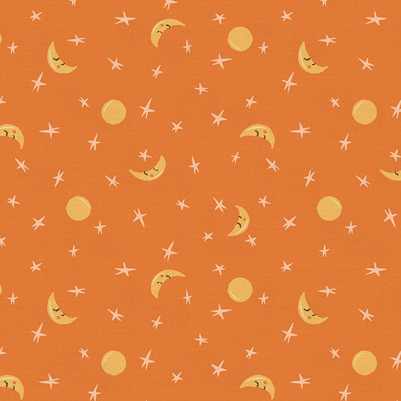 Stars and Moons Orange 12023180 Halloween Village from Fabri-Quilt 