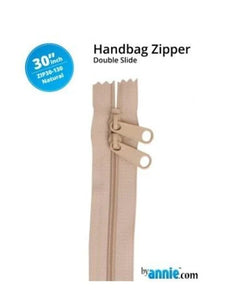 30" Natural Handbag Zippers ZIP30-130 Double Sided byannie.com