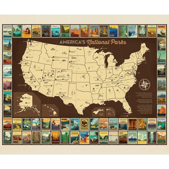 National Parks Poster Panel USA Map P9157-POSTER from Riley Blake by the Panel