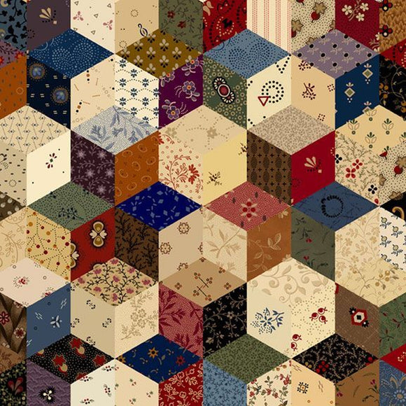 Pam's Patchwork Stars Reproduction Fabric R171121D MULTI by Pam Buda from Marcus by the yard