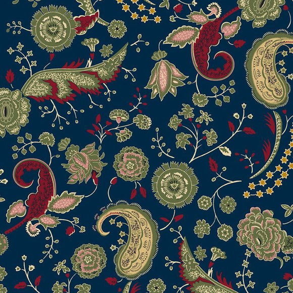 Paris Paisley Vintage Charm R330508 NAVY by Judie Rothermel from Marcus Fabrics