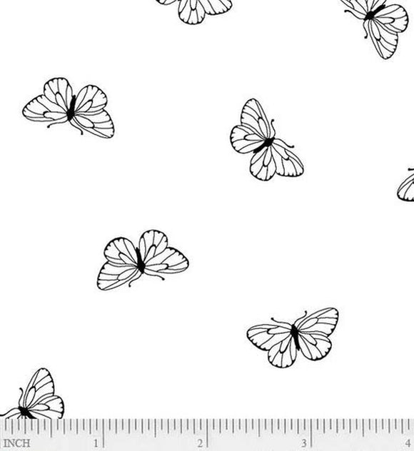 Ramblings Butterflies White On White 4071 W from P & B by the yard