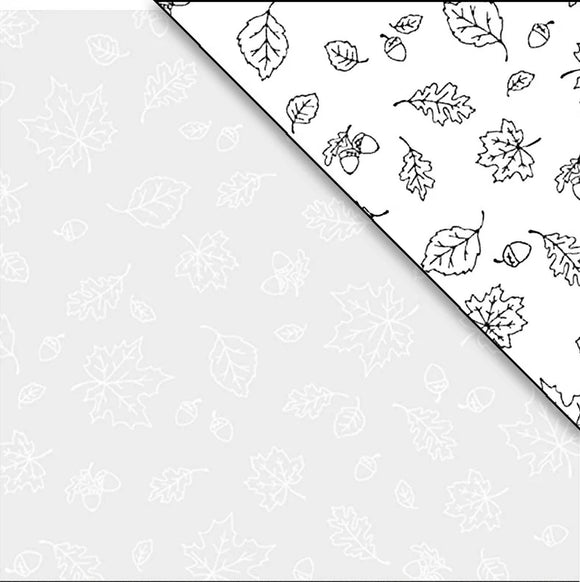 Ramblings Falling Leaves White on Whtie RAMO 5966 W from P & B by the yard