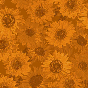 Russet Sunflower Whispers 108" fabric 9936W-88 from Benartex 