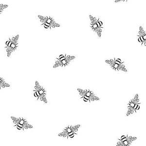 Ramblings Spring Bees White on White Fabric 4211 W from P & B