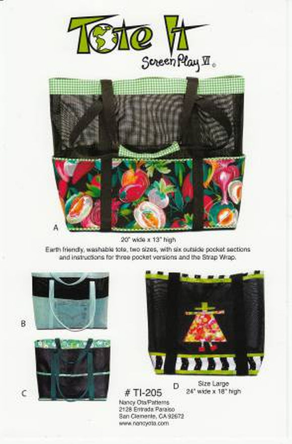 Tote It Screen Play Pattern TI205 from Nancy Ota by the pattern