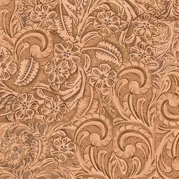 Big Sky Country Tooled Leather Cotton Fabric CX11306-CRML-D from Michael  Miller by the yard by