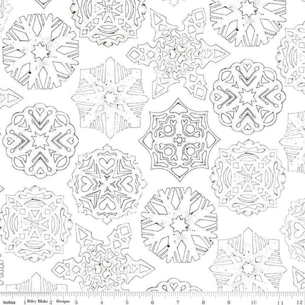 Peace on Earth White Snowflakes 108 Wide Yardage