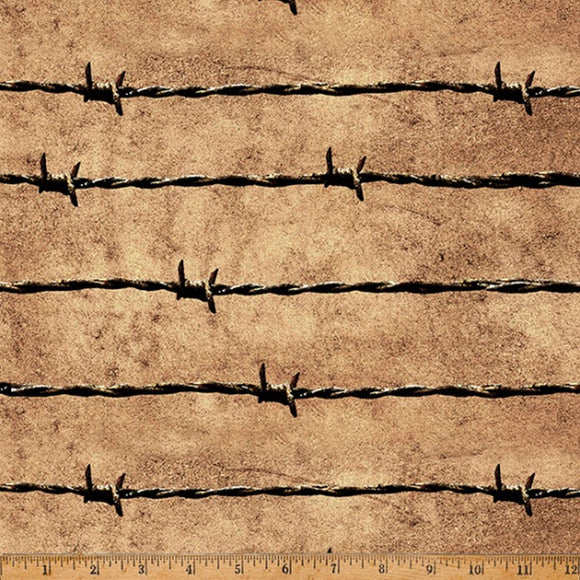On the Range Barbed Wire Print V5319-A64-Antique-Tan from Hoffman