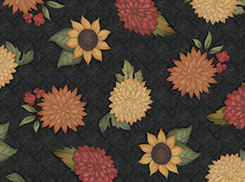 Give Thanks Black Floral Quilt Fabric