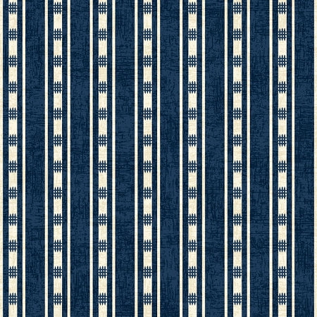 American Folk Quilt Fabric Blue Stripe 3213-77