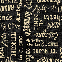 Al Dente Words A/O Black quilt fabric 44047-992