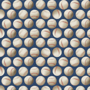 All American Sports Game Time Blue Baseball Fabric 2389-55 from Benartex by the yard