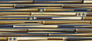 All American Sports Game Time Blue Baseball Bats Fabric 2605-55 from Benartex by the yard