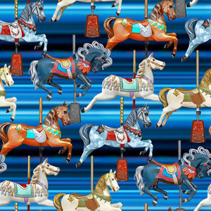 Amazement Park Blue Digital Carousel Fabric 18738 from 3 Wishes