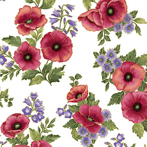 Amazing Poppies Panache Bouquet Fabric 0622M-09 from Benartex by the yard