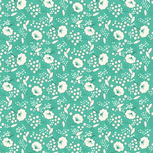 Aunt Grace Sew Charming Green Gladilus 30's Reproduction by Judie Rothermel R35118-Aqua from Marcus Fabrics by the yard