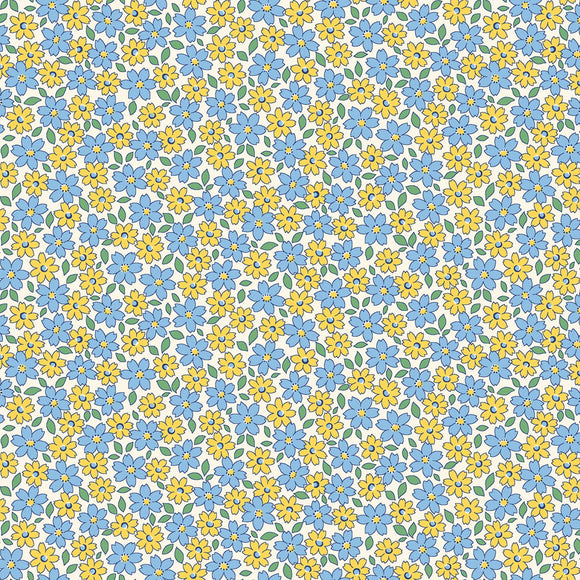 Aunt Grace Sew Charming Blue Full Bloom 30's Reproduction by Judie Rothermel R35123-Blue from Marcus Fabrics by the yard