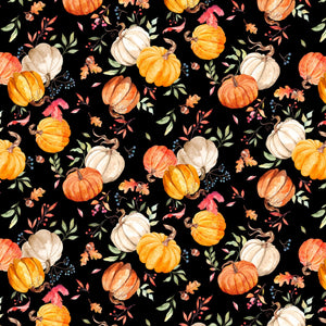 Autumn Day Black Pumpkins Fabric 33865-982 from Wilmington by the yard