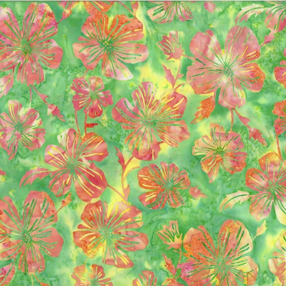 Bali Paradise Hibiscus Batik Fabric T2392-519 from Hoffman by the yard
