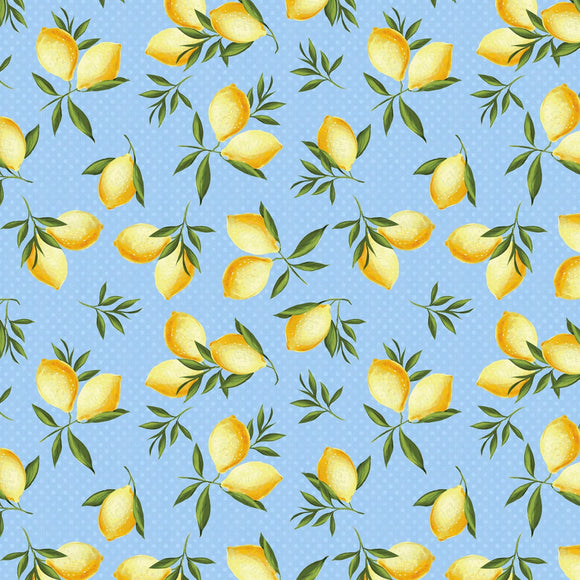 Berry Best Light Blue Lemon Toss Fabric 82606-405 from Wilmington by the yard