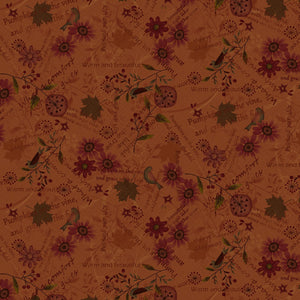 Blessings Of Home Pumpkin Floral Fabric 2684-35 from Henry glass by the yard