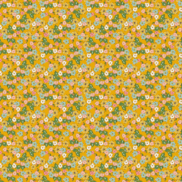 Bloom True Yellow Flora BT22106 from Poppie Cotton by the yard
