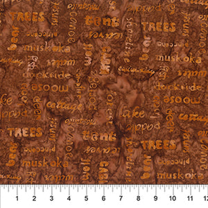 Canoe Lake Rust Words Batik Fabric 80705-37 from Banyan Batiks