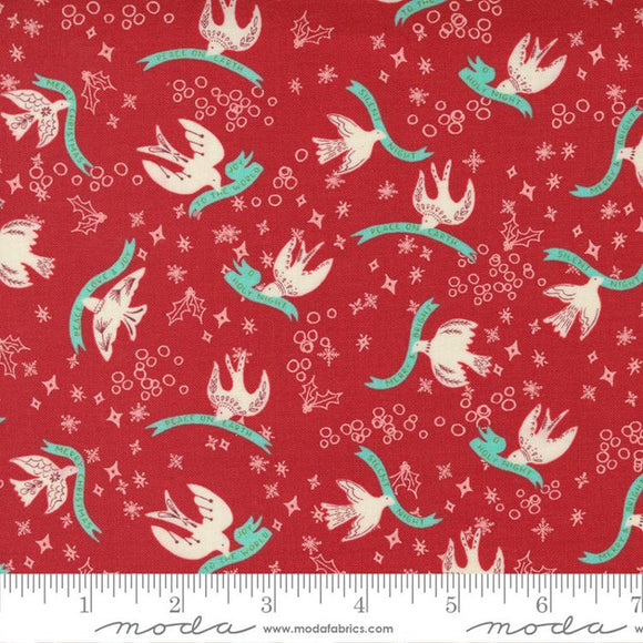 Cheer & Merriment Holiday Cranberry Doves 45532-13 from Moda by the yard
