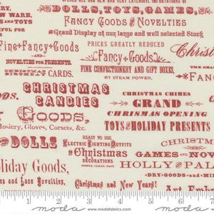 Christmas Faire Ruby Red Cream Words Fabric 7396-22 from Moda by the yard