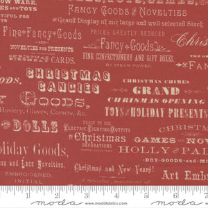 Christmas Faire Ruby Red Words Fabric 7396-12 from Moda by the yard