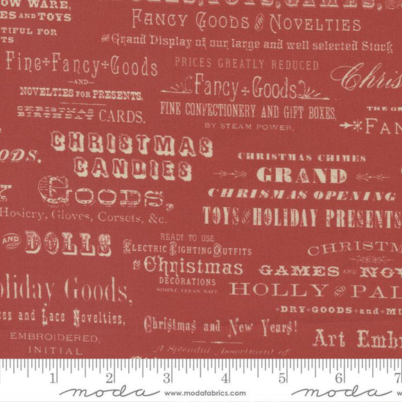 Christmas Faire Ruby Red Words Fabric 7396-12 from Moda by the yard