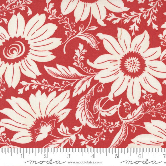 Christmas Stitch Red Poinsettia Fabric 20440-14 by Fig Tree Co from Moda by the yard
