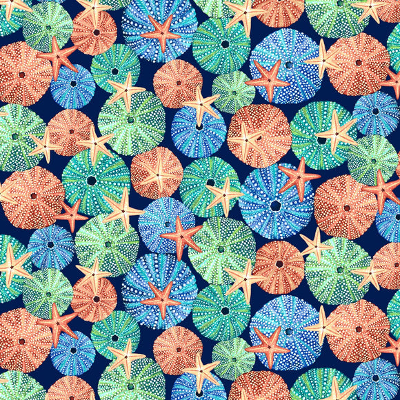 Deep Blue Sea Indigo Sea Urchins Quilt Fabric 5787-77 from Studio E