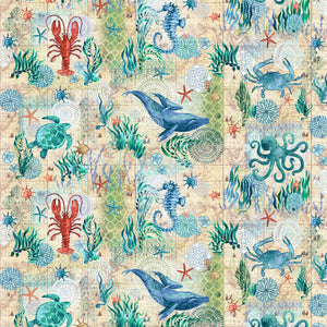 Deep Blue Sea Sand Creatures Collage 5785-37 from Studio E by the yard